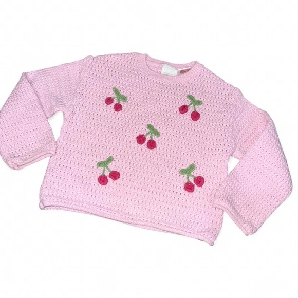 Zara Other - ADORABLE PINK W/CHERRIES KNIT SWEATER BY ZARA GIRLS 2T